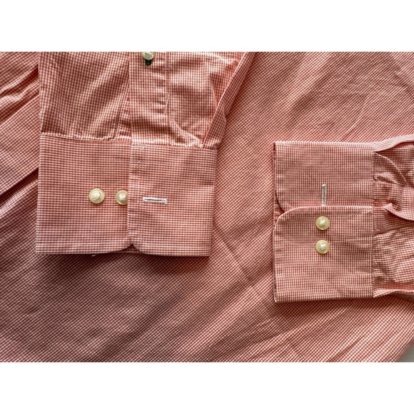 Tommy Hilfiger TLC Lifetime Collar, Button Up Shirt, Small Check, Red/Peach - Picture 11 of 13